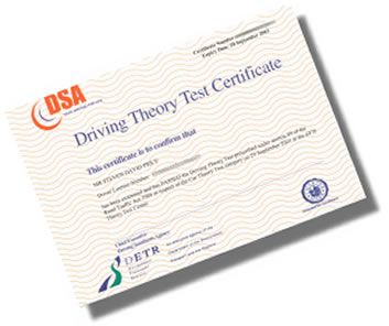 Theory Test Pass Certificate