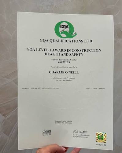 QGA Qualification Ltd Certificate