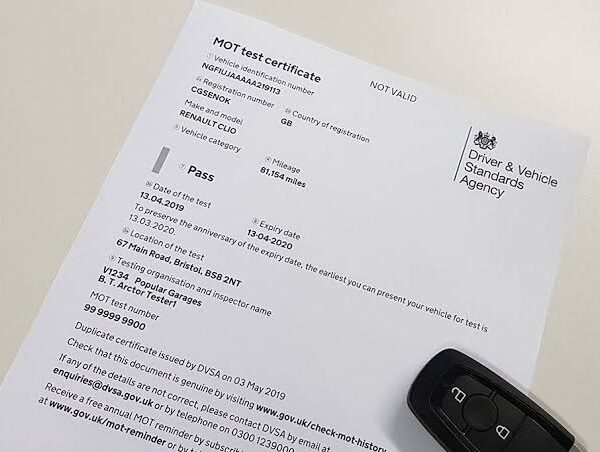 MOT Test Certificate