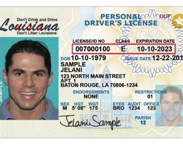 Louisiana driving licence
