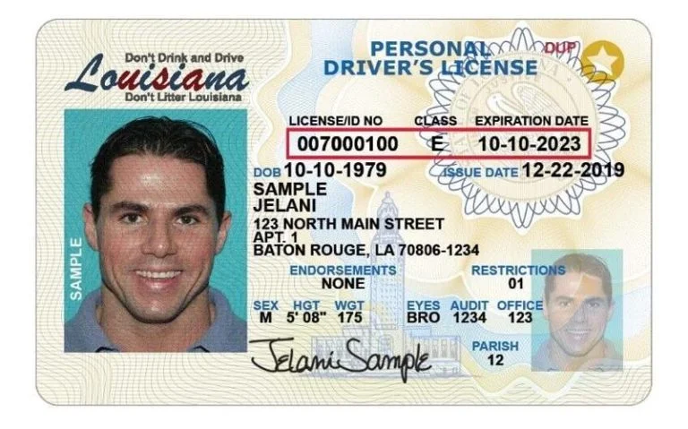 Louisiana driving licence