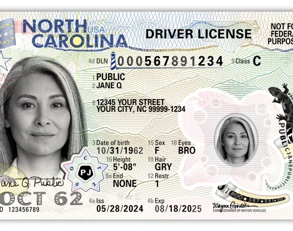 North Carolina driving licence